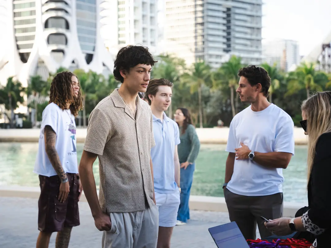 Founders gathering on the Miami waterfront for a Reign yacht day